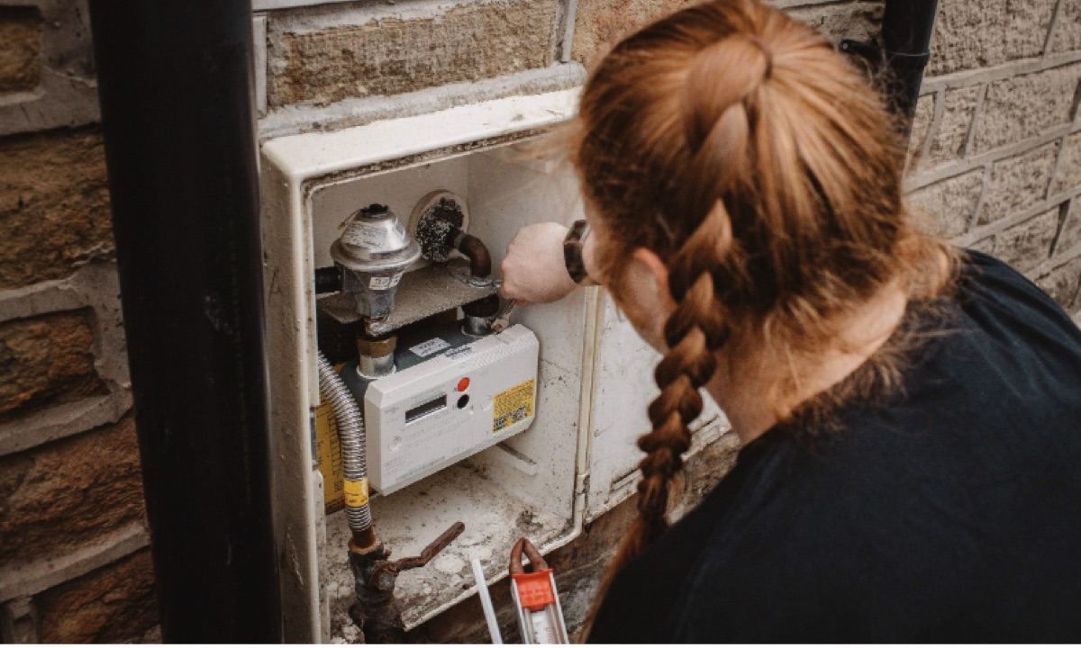 Gas engineer working on a gas meter in Huddersfield